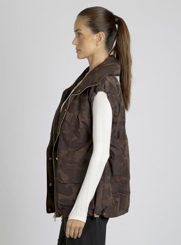 Blanc Noir Camo Oversize Svetlana Vest Gold Trims