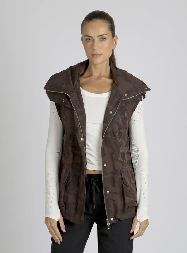 Blanc Noir Camo Oversize Svetlana Vest Gold Trims