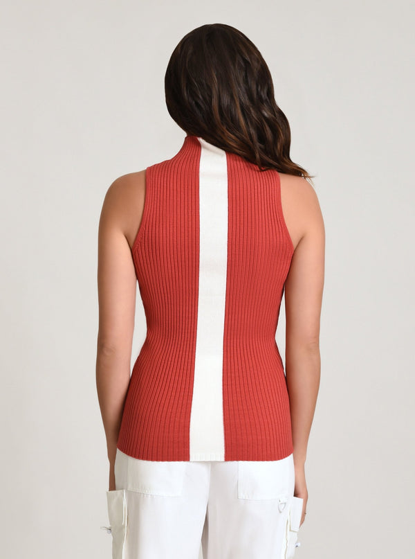 blanc noir Charlotte Mock Neck Tank Cranberry