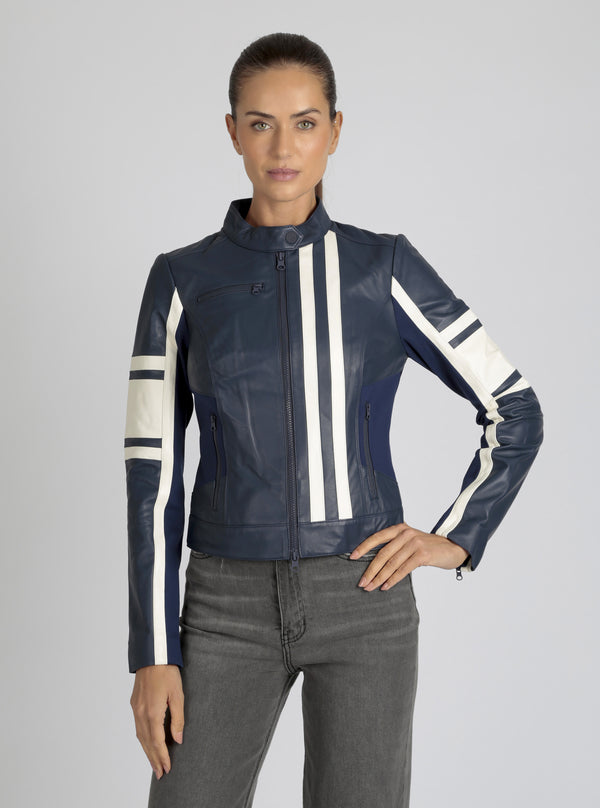 Blanc Noir Claudine Leather Racer Jacket Black