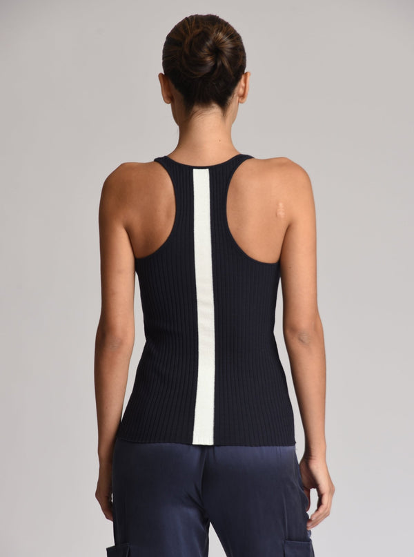 blanc noir Color Block Tank Naval Blue