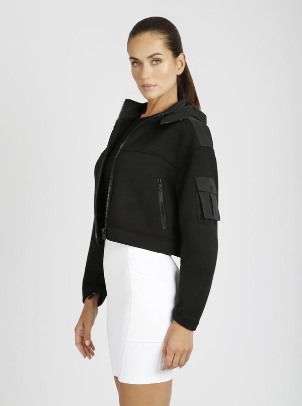 Blanc Noir Cropped Scuba Jacket Black