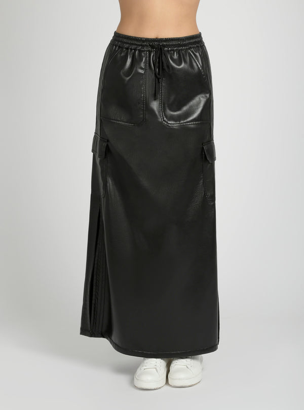 Blanc Noir Delia Long Skirt Black