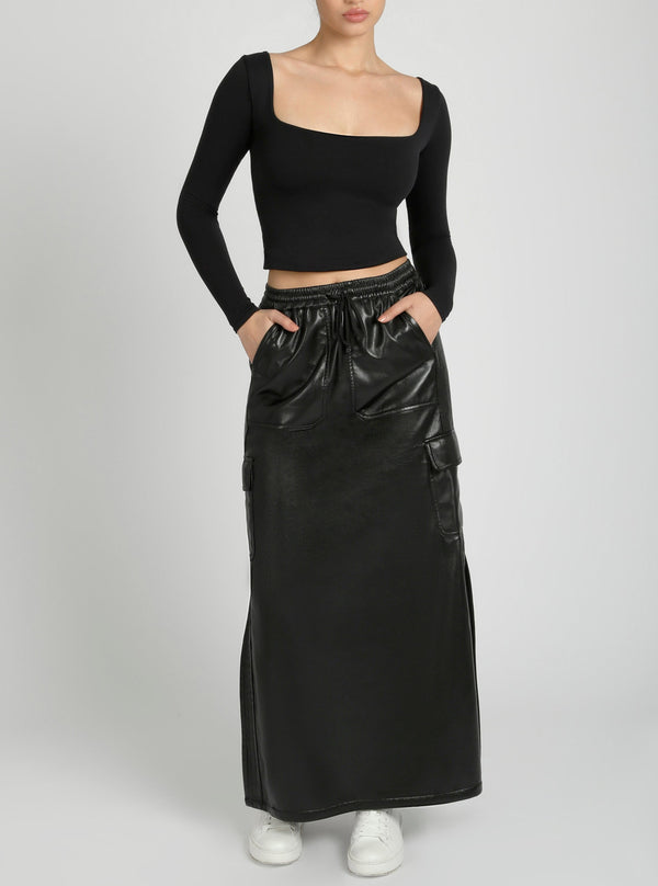 blanc noir Delia Long Skirt Black