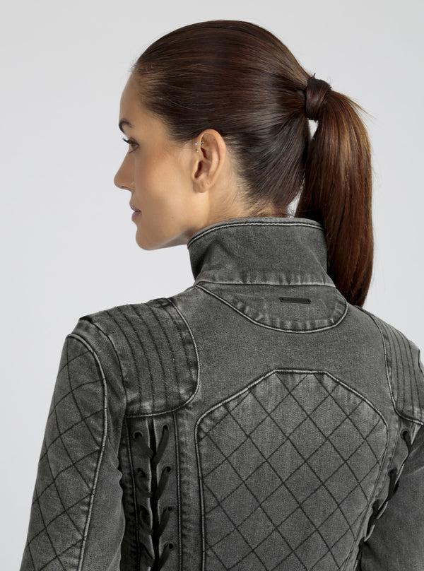 Blanc Noir Denim Moto Jacket Charcoal