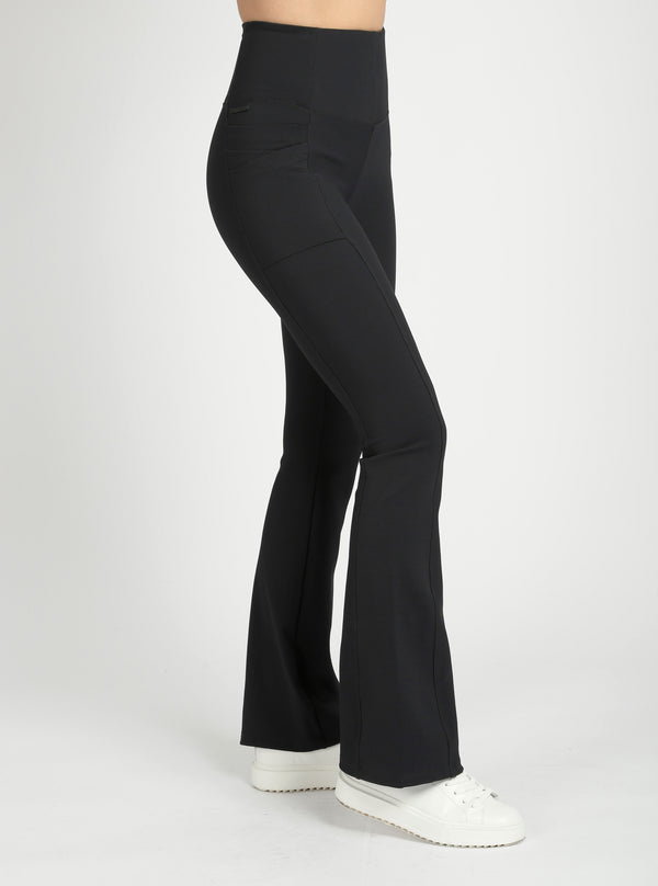 Blanc Noir Directional Rib Bootcut Pant Black