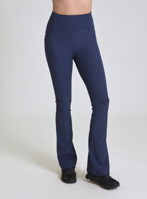 Blanc Noir Directional Rib Bootcut Pant - Navy Navy