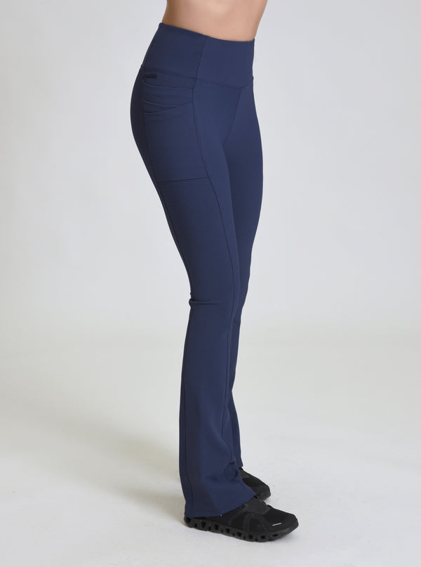 Blanc Noir Directional Rib Bootcut Pant - Navy Navy
