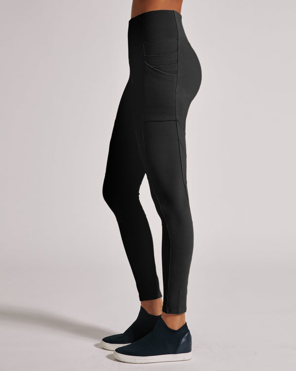 Blanc Noir Directional Rib Legging - Black Black
