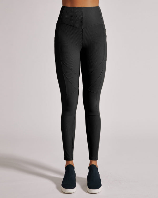 blanc noir Directional Rib Legging - Black Black