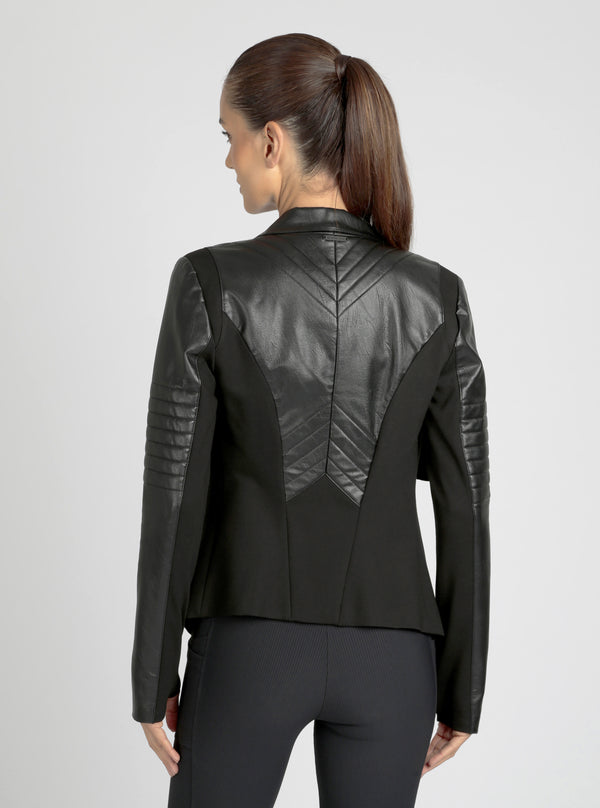 Blanc Noir Drape Front Jacket - Black BLACK