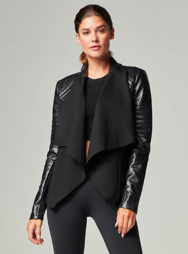 blanc noir Drape Front Jacket - Black BLACK