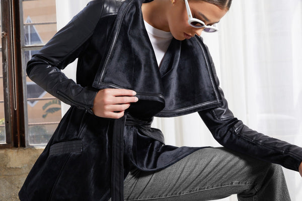 Blanc Noir Drape Velour Jacket BLACK