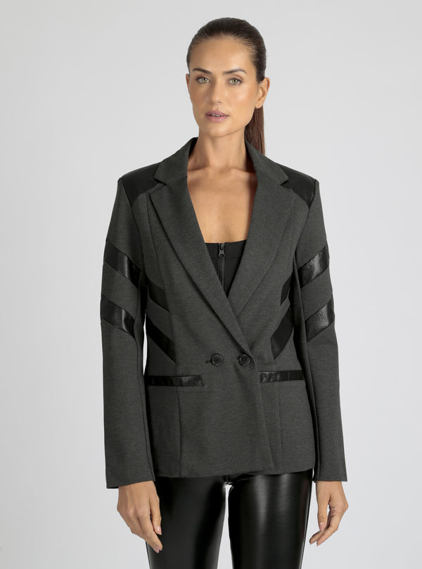 Blanc Noir Dylan Double Breasted Blazer Warm Taupe