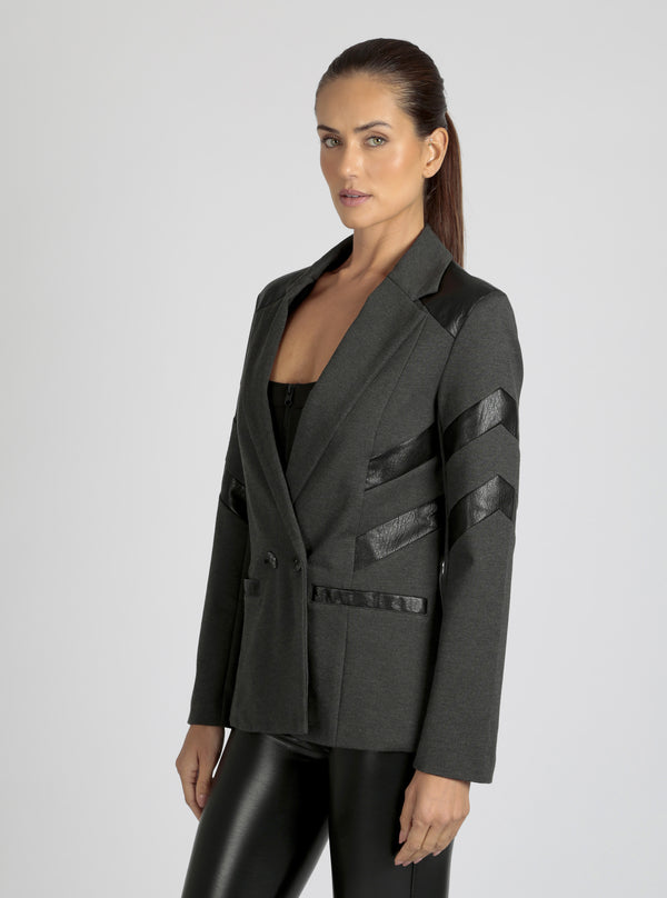 Blanc Noir Dylan Double Breasted Blazer Warm Taupe
