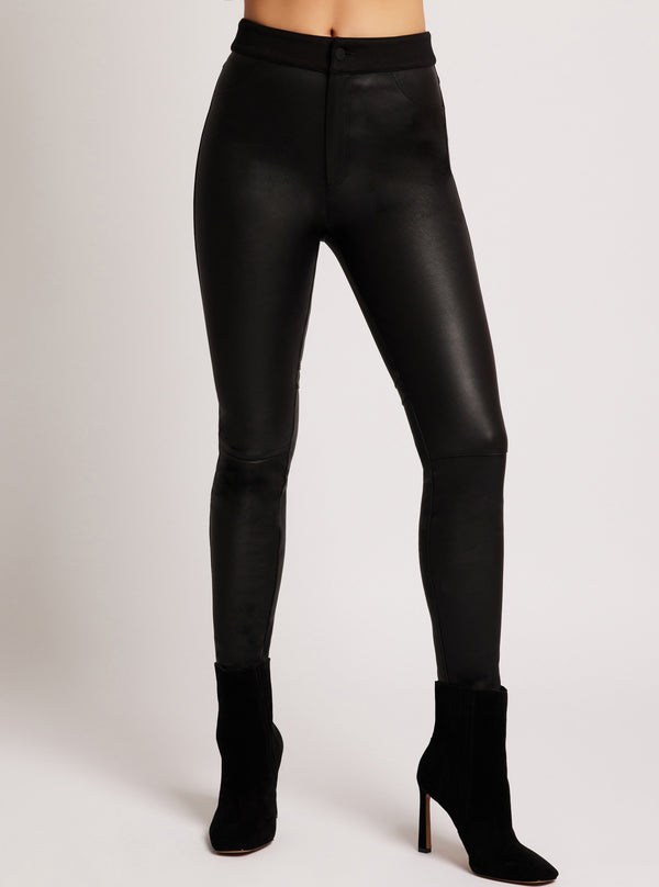 blanc noir High Waist Stretch Leather Pant Black