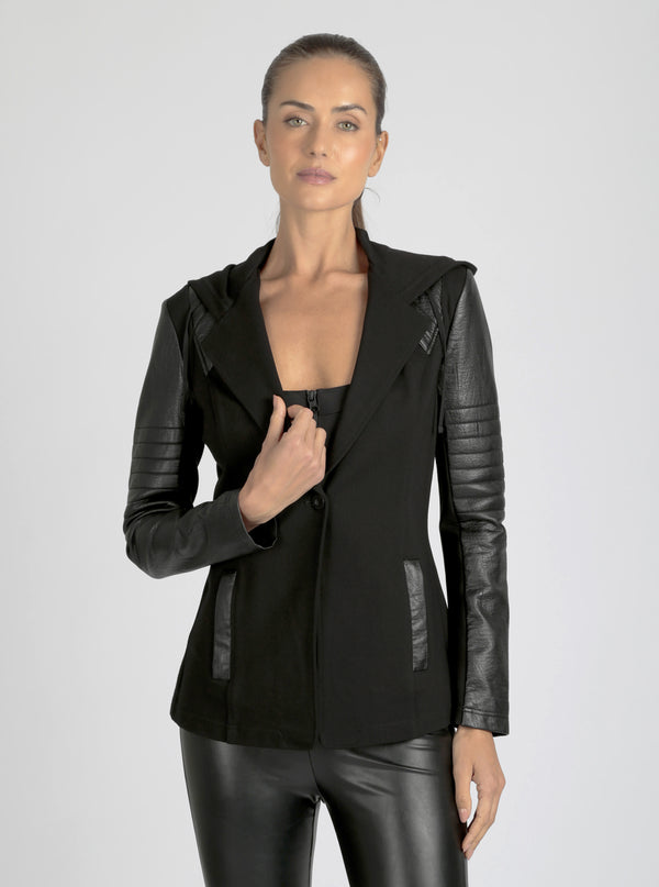 blanc noir Hooded Blazer - Black Black