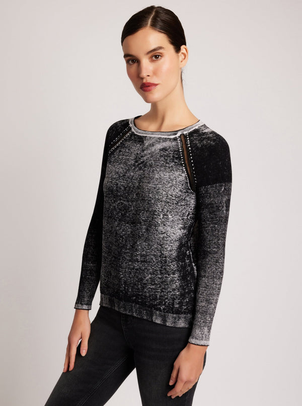 Blanc Noir Huntress Mesh Boyfriend Sweater Black