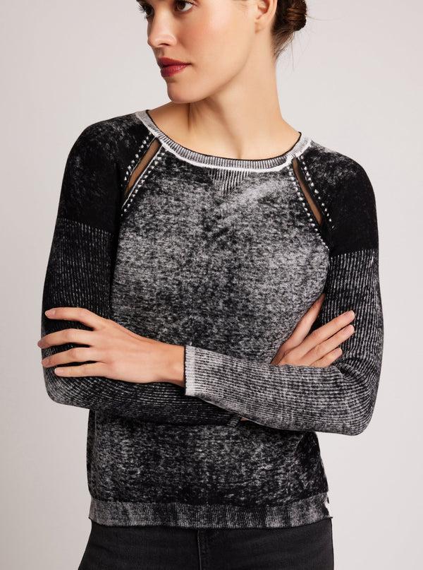 Blanc Noir Huntress Mesh Boyfriend Sweater Black