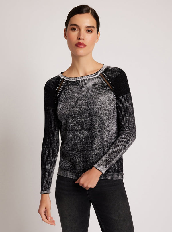blanc noir Huntress Mesh Boyfriend Sweater Black