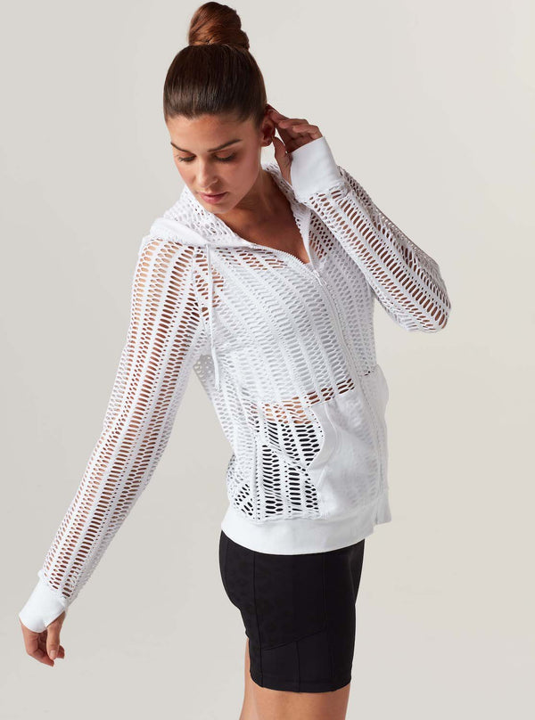 Blanc Noir LINEAR MESH HOODIE JACKET White