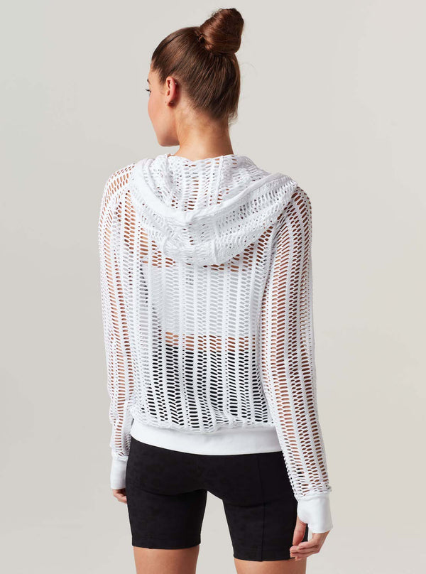 Blanc Noir LINEAR MESH HOODIE JACKET White