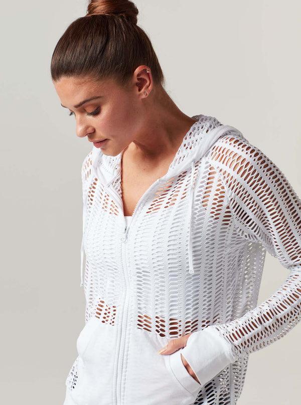 Blanc Noir LINEAR MESH HOODIE JACKET White