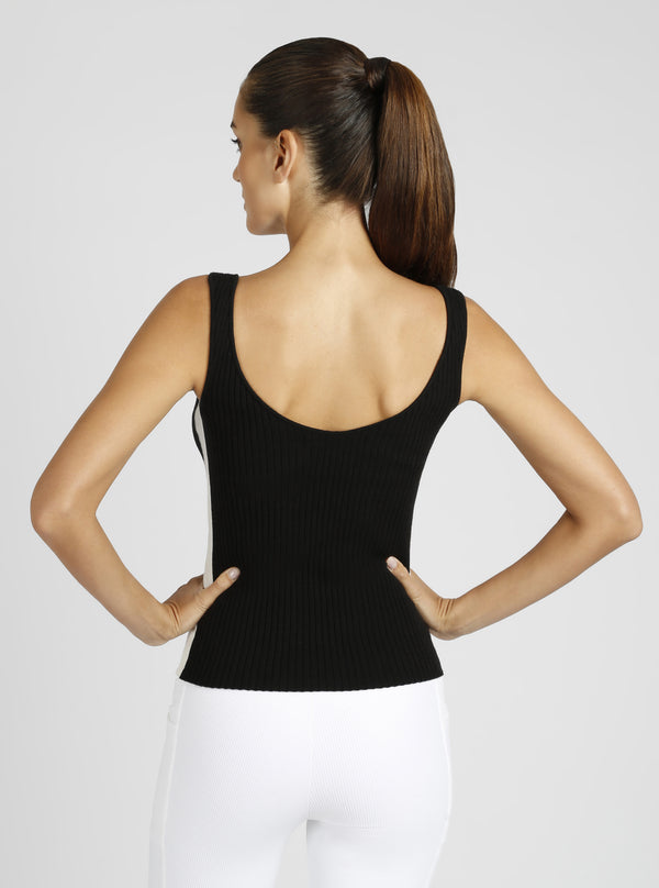 Blanc Noir Meghan V Neck Tank Black / Optic White