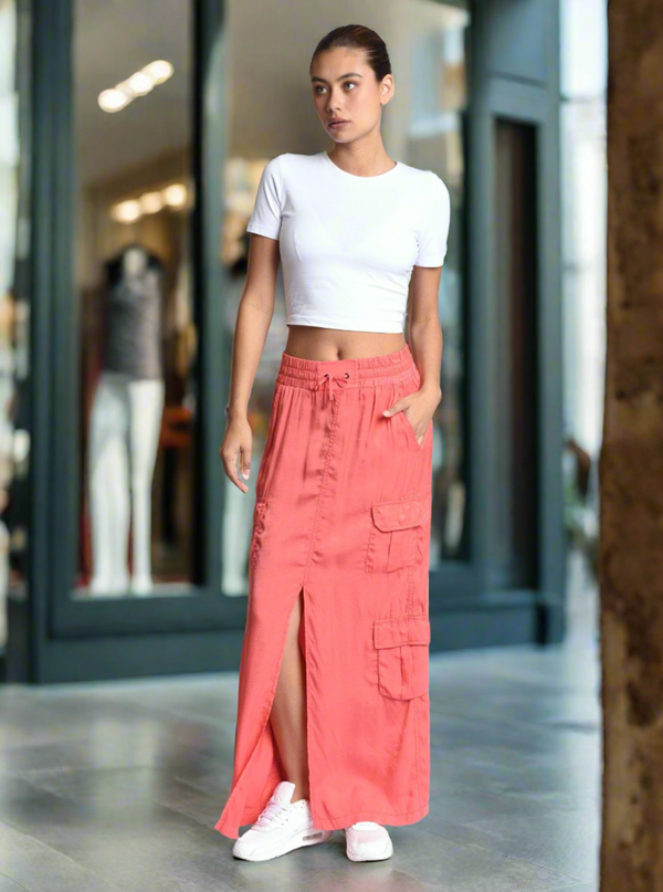 Blanc Noir Phoenix Tencel Cargo Skirt Burnt Olive