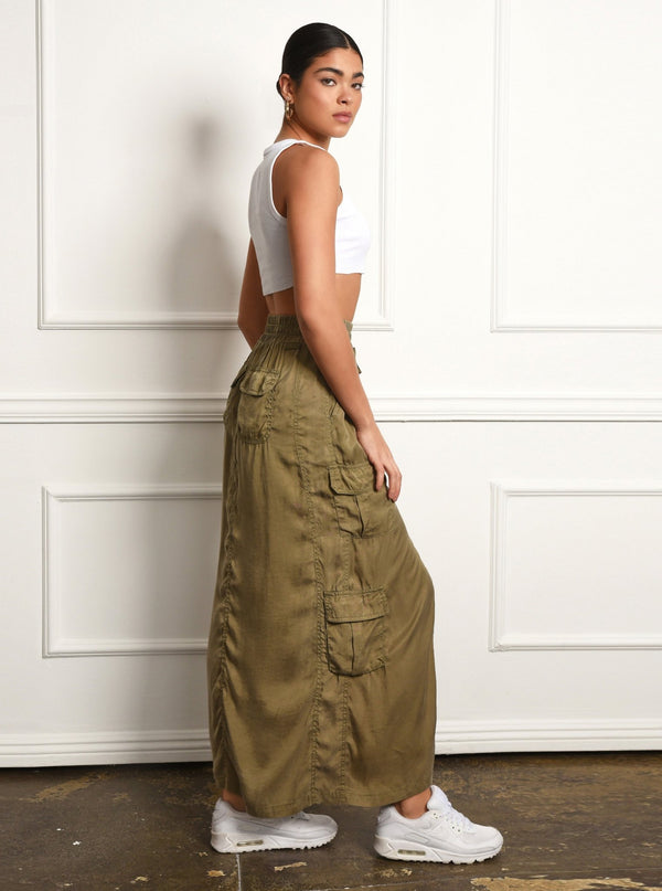 blanc noir Phoenix Tencel Cargo Skirt Burnt Olive