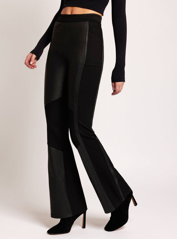 Blanc Noir Ponte Leather Bootcut Black