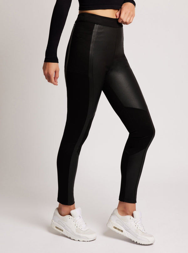 Blanc Noir Ponte Leather Legging Black