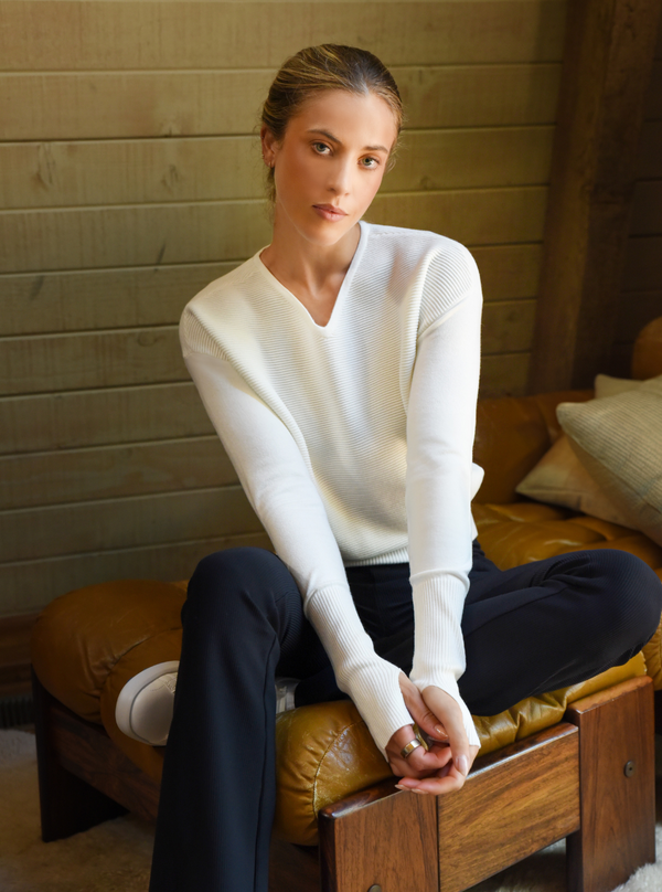 blanc noir PORTOLA V NECK -White - final sale WHITE