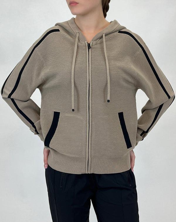 Blanc Noir Portola Zip Up Hoodie Greige/Black