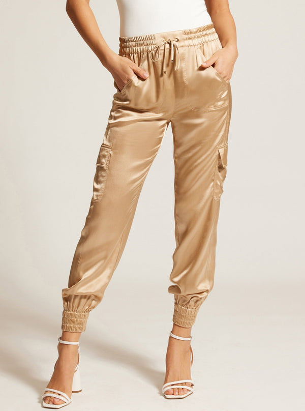 blanc noir Silk Jogger - Gold Trims Irish Cream/Gold