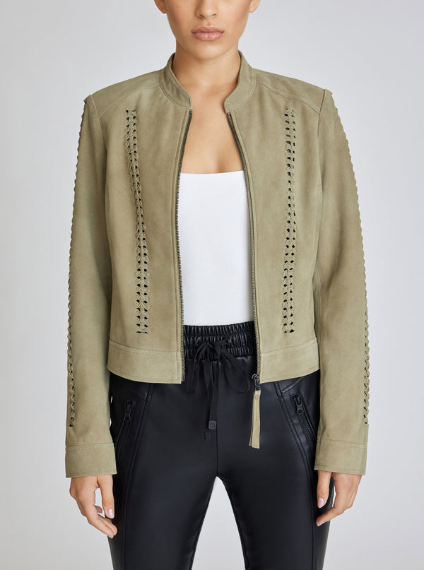 Blanc Noir SUEDE JACKET - FINAL SALE GREEN SAGE