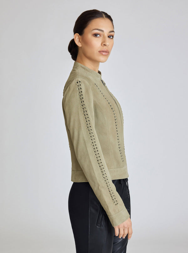 Blanc Noir SUEDE JACKET - FINAL SALE GREEN SAGE