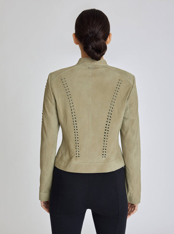 Blanc Noir SUEDE JACKET - FINAL SALE GREEN SAGE