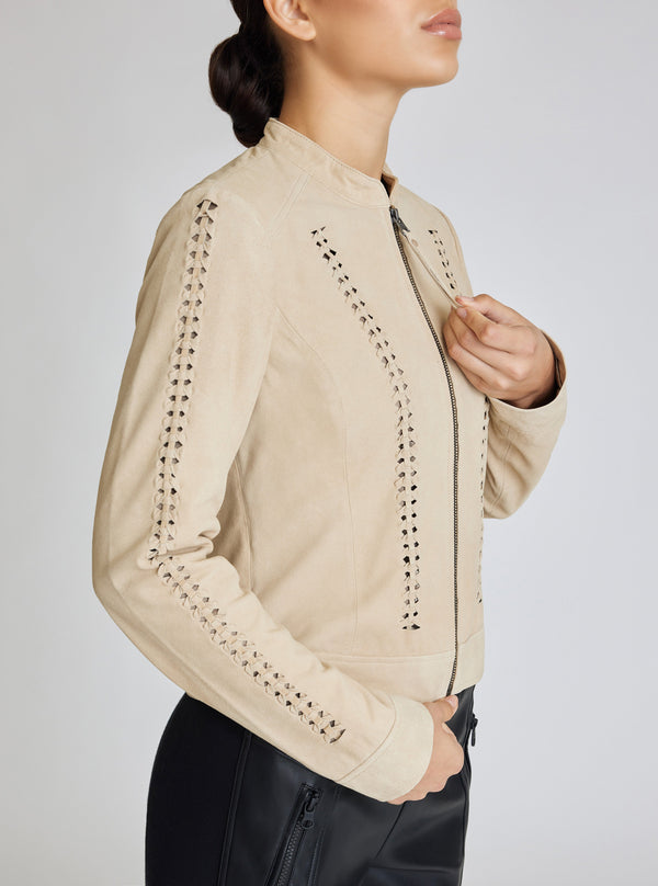 blanc noir SUEDE JACKET - FINAL SALE LIGHT SAND