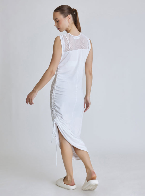 Blanc Noir TAO SIDE RUCHED DRESS - FINAL SALE WHITE