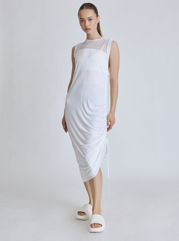 blanc noir TAO SIDE RUCHED DRESS - FINAL SALE WHITE