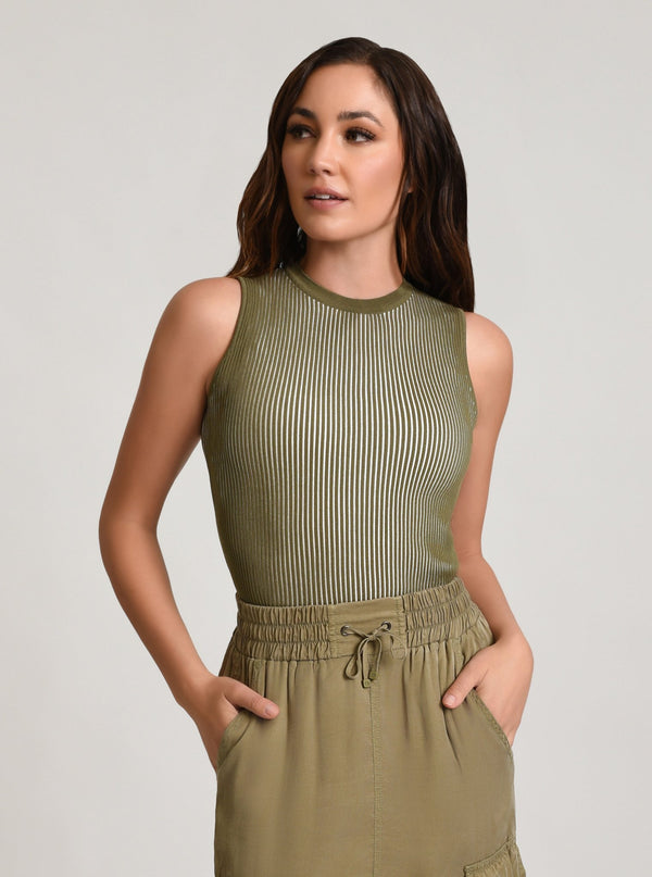 Blanc Noir Two Tone Rib Tank Burnt Olive