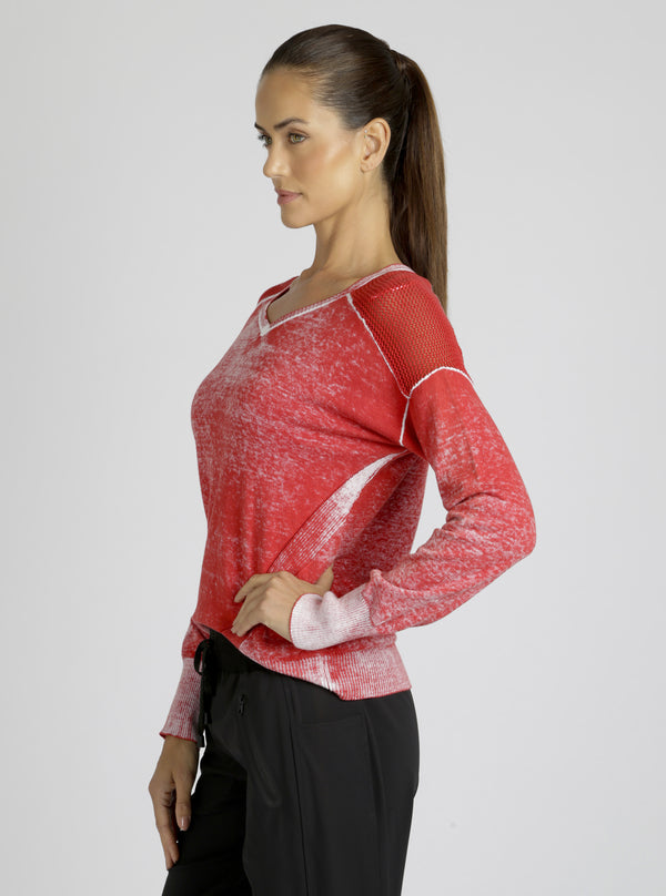Blanc Noir V-Neck Huntress Sweater Cranberry