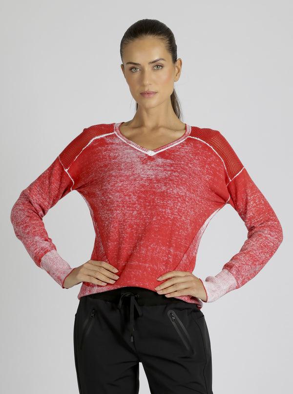 blanc noir V-Neck Huntress Sweater Cranberry