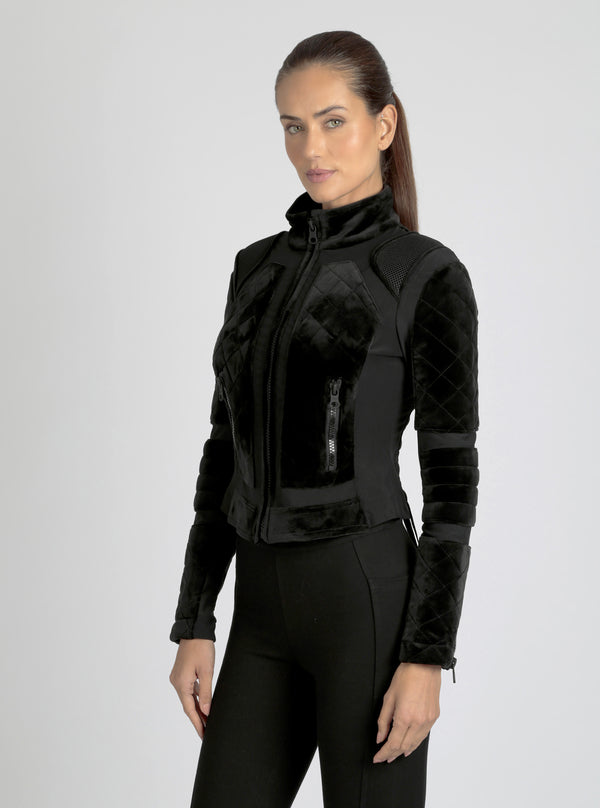 Blanc Noir VELOUR MOTO JACKET Black