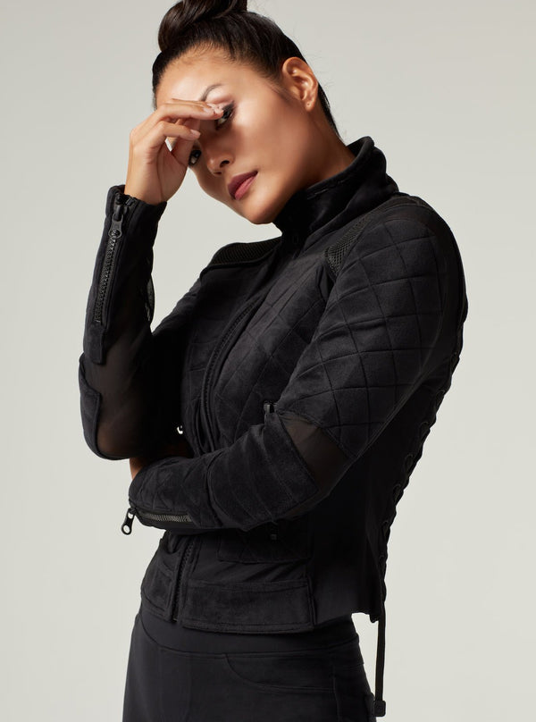 blanc noir VELOUR MOTO JACKET Black