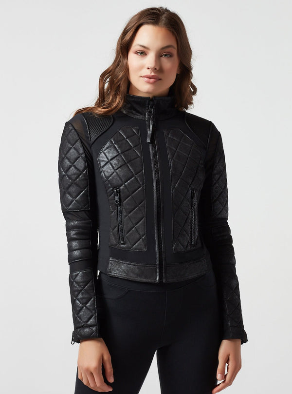 Blanc Noir Vintage Mesh Moto Jacket BLACK