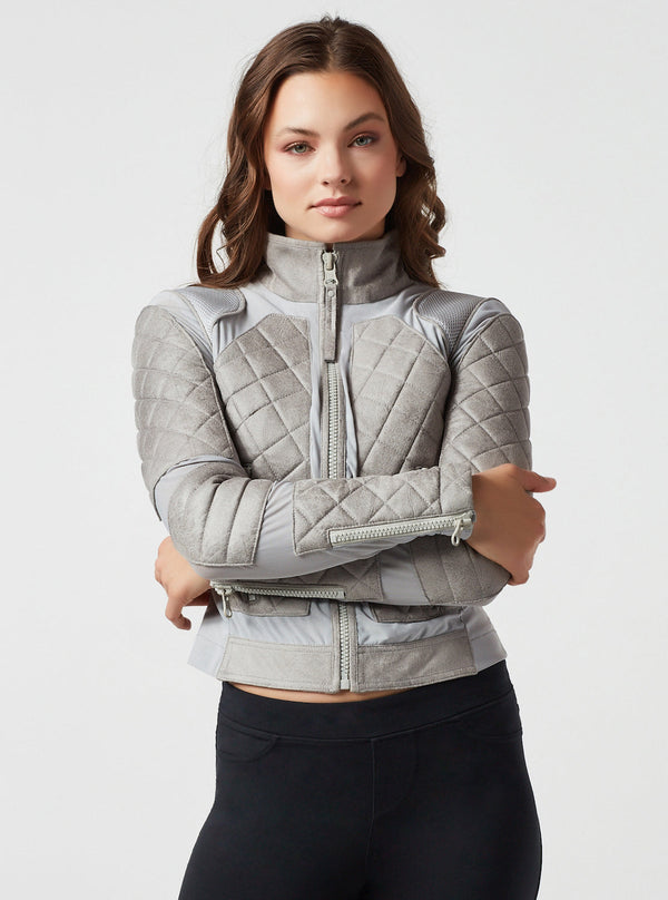 Blanc Noir Vintage Mesh Moto Jacket GREY
