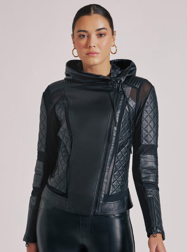 Blanc Noir VOYAGE HOODED MOTO Black