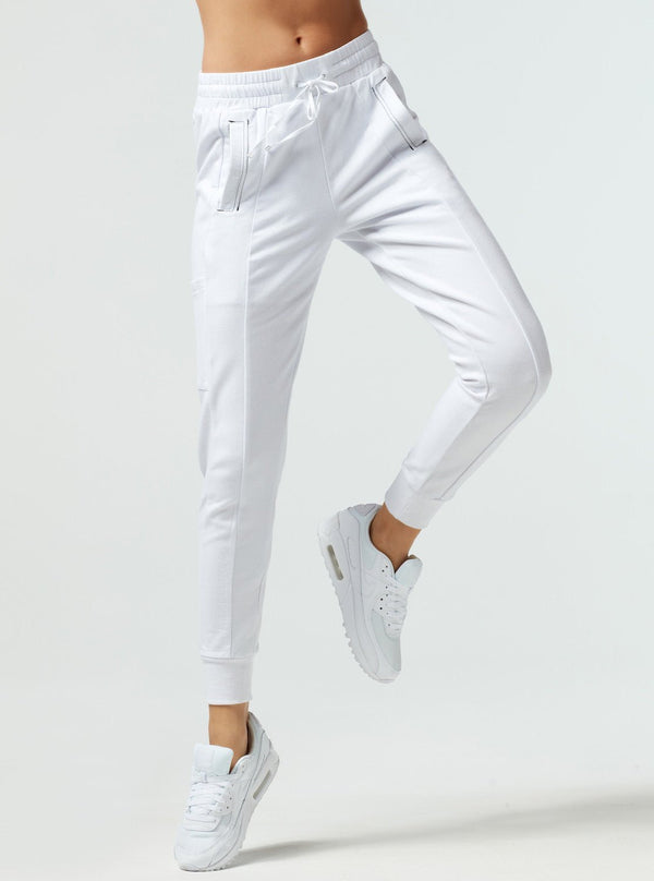 Blanc Noir Yolo Contrast Stitch Jogger - White White